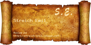 Streich Emil névjegykártya
